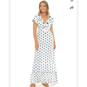 Skemo Kalapa Tie Long Dress Medium‎ Handmade Maxi Embroidered Cutout Resort Chic